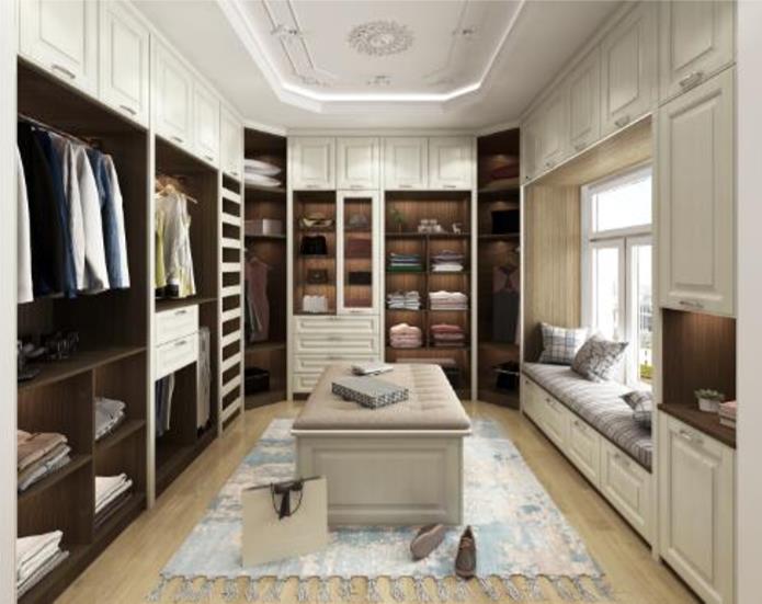 全鋁衣帽間-02（風格：簡歐；顏色：胡桃白橡）