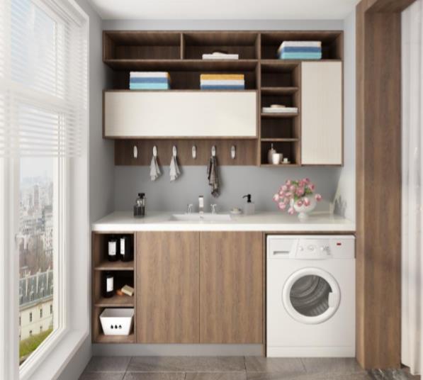 全鋁衛(wèi)浴柜-03（風(fēng)格：現(xiàn)代；顏色：胡桃暖白）