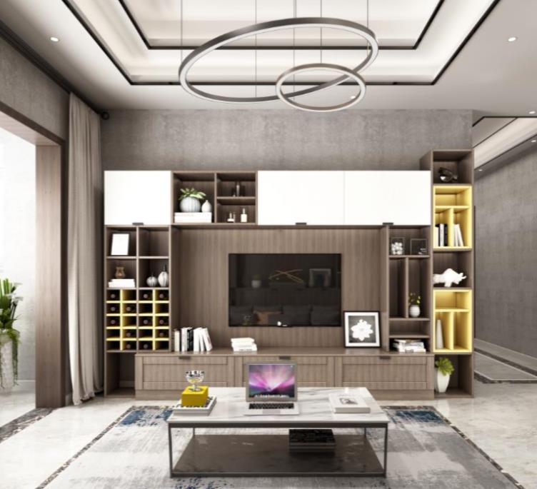 全鋁電視柜-01（風(fēng)格：現(xiàn)代；顏色：胡桃木暖白）